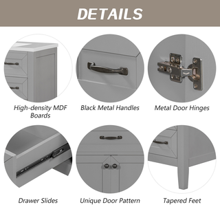 36" Bathroom Vanity with Sink Combo, Gray Bathroom Cabinet with Drawers, Solid Frame and MDF Board (Old Sku:JL000007AAE)
