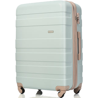 Luggage Sets New Model ABS Hardshell 3pcs Clearance Luggage Hardside Lightweight Durable Suitcase sets Spinner Wheels Suitcase with TSA Lock 20''24''28''( Grey Green) Dweva