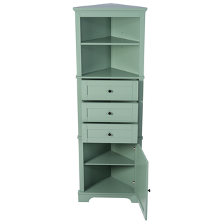 Green Triangle Tall Cabinet with 3 Drawers and Adjustable Shelves for Bathroom, Kitchen or Living Room, MDF Board with Painted Finish(Old Sku:WF306469AAG) Dweva