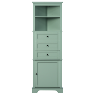 Green Triangle Tall Cabinet with 3 Drawers and Adjustable Shelves for Bathroom, Kitchen or Living Room, MDF Board with Painted Finish(Old Sku:WF306469AAG) Dweva