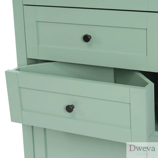 Green Triangle Tall Cabinet with 3 Drawers and Adjustable Shelves for Bathroom, Kitchen or Living Room, MDF Board with Painted Finish(Old Sku:WF306469AAG) Dweva