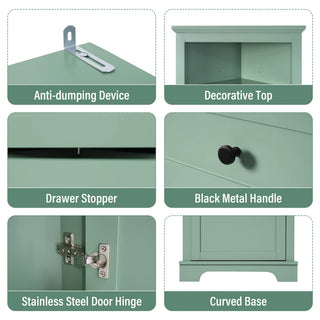 Green Triangle Tall Cabinet with 3 Drawers and Adjustable Shelves for Bathroom, Kitchen or Living Room, MDF Board with Painted Finish(Old Sku:WF306469AAG) Dweva