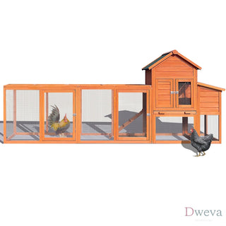 122＂Large Wooden Chicken Coop,Outdoor Hen House with Nesting Box ,Wire Fence Poultry Cage Dweva