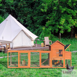 122＂Large Wooden Chicken Coop,Outdoor Hen House with Nesting Box ,Wire Fence Poultry Cage Dweva