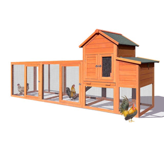 122＂Large Wooden Chicken Coop,Outdoor Hen House with Nesting Box ,Wire Fence Poultry Cage Dweva