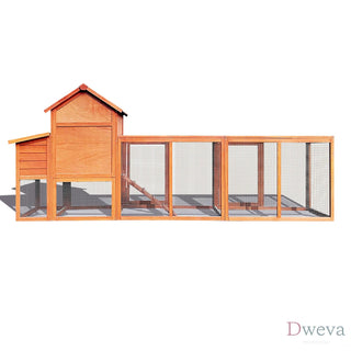 122＂Large Wooden Chicken Coop,Outdoor Hen House with Nesting Box ,Wire Fence Poultry Cage Dweva