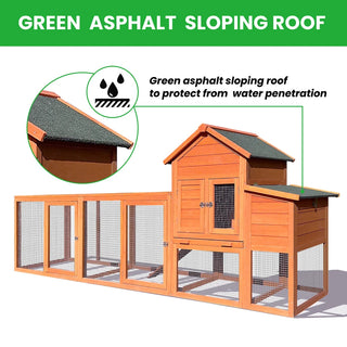 122＂Large Wooden Chicken Coop,Outdoor Hen House with Nesting Box ,Wire Fence Poultry Cage Dweva