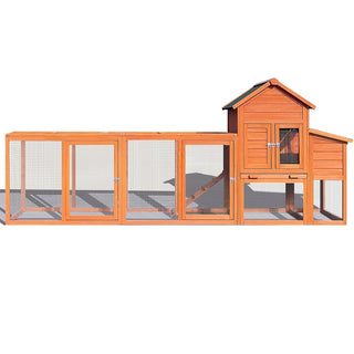 122＂Large Wooden Chicken Coop,Outdoor Hen House with Nesting Box ,Wire Fence Poultry Cage Dweva