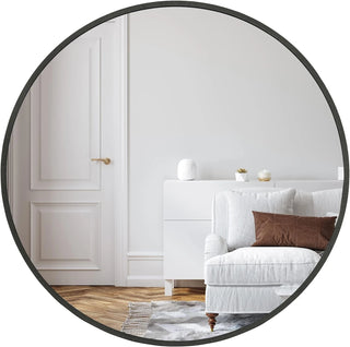 32 Inch Black Metal Framed Round Bathrrom Mirror for Wall.(W2203134044) Dweva