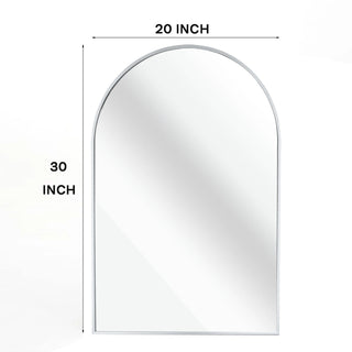 20x30 Inch Silver Metal Framed Arched Bathrrom Mirror for Wall.(W2203134107) Dweva