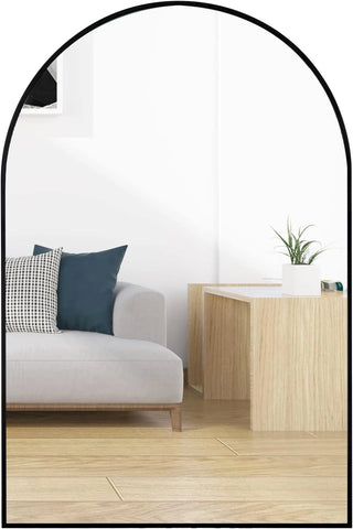 20x30 Inch Black Metal Framed Arched Bathrrom Mirror for Wall.(W2203134104) Dweva