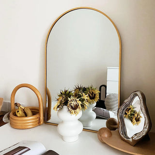 20x30 Inch Gold Metal Framed Arched Bathrrom Mirror for Wall.(W2203134108) Dweva