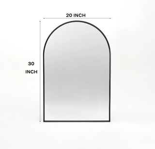 20x30 Inch Black Metal Framed Arched Bathrrom Mirror for Wall.(W2203134104) Dweva