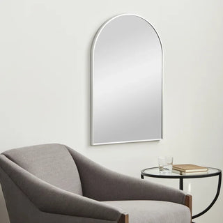20x30 Inch Silver Metal Framed Arched Bathrrom Mirror for Wall.(W2203134107) Dweva