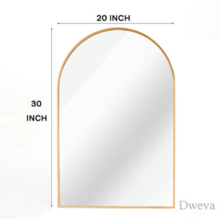 20x30 Inch Gold Metal Framed Arched Bathrrom Mirror for Wall.(W2203134108) Dweva