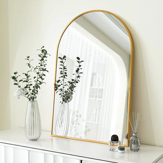 20x30 Inch Gold Metal Framed Arched Bathrrom Mirror for Wall.(W2203134108) Dweva