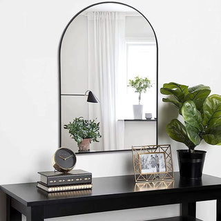 24x36 Inch Black Metal Framed Arched Bathrrom Mirror for Wall.(W2203134097) Dweva