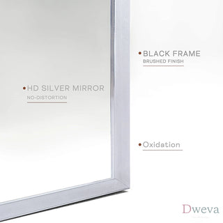 24x36 Inch Silver Metal Framed Arched Bathrrom Mirror for Wall.(W2203134098) Dweva