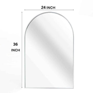 24x36 Inch Silver Metal Framed Arched Bathrrom Mirror for Wall.(W2203134098) Dweva