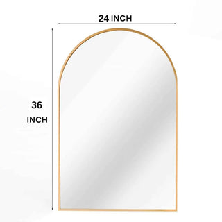 24x36 Inch Gold Metal Framed Arched Bathrrom Mirror for Wall.(W2203134100) Dweva
