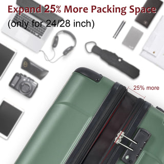 Hardshell Luggage, Lightweight Durable ABS Suitcases with Double Wheels, Expandable 28-inch Checked Luggage 28" (Green) Dweva