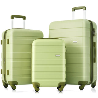 Luggage Sets New Model ABS Hardshell 3pcs Clearance Luggage Hardside Lightweight Durable Suitcase sets Spinner Wheels Suitcase with TSA Lock 20''24''28''( Light Green) Dweva