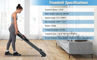 NEW Folding Treadmills Walking Pad Treadmill for Home Office -2.5HP Walking Treadmill With Incline 0.5-7.5MPH 265LBS Capacity Treadmill for Walking Running