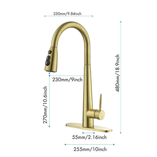 Single Handle Stainless Steel Kitchen Sink Faucet with Pull Down Sprayer Dweva