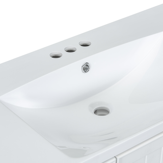 36" Bathroom Vanity with Sink, One Cabinet and Three Drawers, Solid Wood and MDF Board, White (Old Sku:SY999505AAK-6)