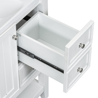 36" Bathroom Vanity with Sink, One Cabinet and Three Drawers, Solid Wood and MDF Board, White (Old Sku:SY999505AAK-6)