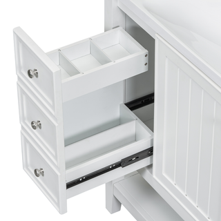 36" Bathroom Vanity with Sink, One Cabinet and Three Drawers, Solid Wood and MDF Board, White (Old Sku:SY999505AAK-6)