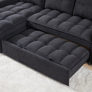 MH 78.75" Reclining Sofa, Pull-Out Sofa Bed with USB and tape-c charging ports, L-Shaped Sectional Sofa with Reclining Storage and Arm Side Organizer Pocket Features, Living Room Comfort Sofa Dweva