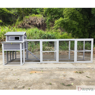 150" Extra Large Chicken Coop – Outdoor Wooden Hen House with Black Rust-Proof Metal Wire, 2 Nesting Boxes, 5 Perches for Poultry, Secure and Durable Chicken Cage Dweva