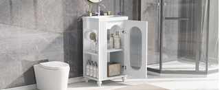 20" Bathroom Vanity with Sink, Bathroom Vanity Cabinet with Two-tier Shelf, Adjustable Shelf, Solid Wood and MDF, White(Old Sku:WF322518AAK)