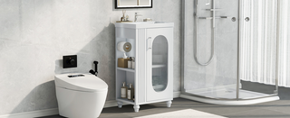 20" Bathroom Vanity with Sink, Bathroom Vanity Cabinet with Two-tier Shelf, Adjustable Shelf, Solid Wood and MDF, White(Old Sku:WF322518AAK)