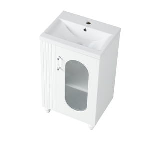 20" Bathroom Vanity with Sink, Bathroom Vanity Cabinet with Two-tier Shelf, Adjustable Shelf, Solid Wood and MDF, White(Old Sku:WF322518AAK)