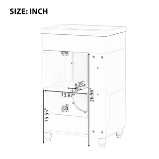 20" Bathroom Vanity with Sink, Bathroom Vanity Cabinet with Two-tier Shelf, Adjustable Shelf, Solid Wood and MDF, White(Old Sku:WF322518AAK)