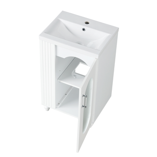 20" Bathroom Vanity with Sink, Bathroom Vanity Cabinet with Two-tier Shelf, Adjustable Shelf, Solid Wood and MDF, White(Old Sku:WF322518AAK)