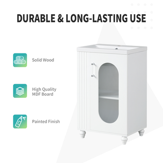 20" Bathroom Vanity with Sink, Bathroom Vanity Cabinet with Two-tier Shelf, Adjustable Shelf, Solid Wood and MDF, White(Old Sku:WF322518AAK)