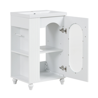 20" Bathroom Vanity with Sink, Bathroom Vanity Cabinet with Two-tier Shelf, Adjustable Shelf, Solid Wood and MDF, White(Old Sku:WF322518AAK)