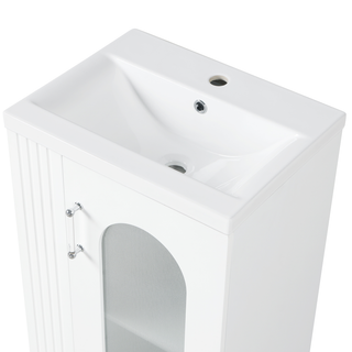 20" Bathroom Vanity with Sink, Bathroom Vanity Cabinet with Two-tier Shelf, Adjustable Shelf, Solid Wood and MDF, White(Old Sku:WF322518AAK)