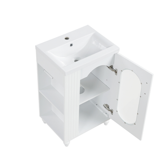 20" Bathroom Vanity with Sink, Bathroom Vanity Cabinet with Two-tier Shelf, Adjustable Shelf, Solid Wood and MDF, White(Old Sku:WF322518AAK)