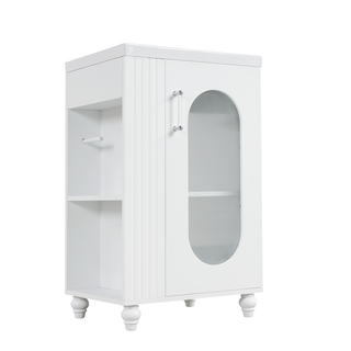 20" Bathroom Vanity with Sink, Bathroom Vanity Cabinet with Two-tier Shelf, Adjustable Shelf, Solid Wood and MDF, White(Old Sku:WF322518AAK)