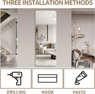 65"x 24" inch Full Body round corner mirror for Living Room Bedroom Cloakroom Wall hanging with hanging hole High quality 5mm silver mirror Explosion-proof glass Dweva