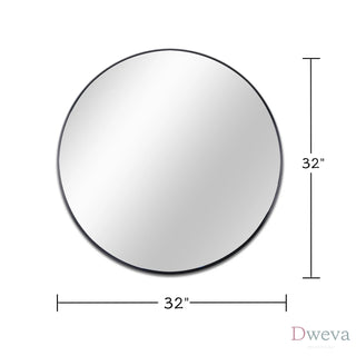 32 Inch Black Metal Framed Round Bathrrom Mirror for Wall.(W2203134044) Dweva