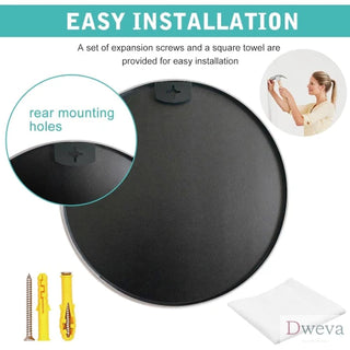32 Inch Black Metal Framed Round Bathrrom Mirror for Wall.(W2203134044) Dweva