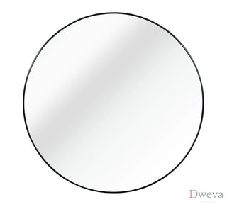 36 Inch Black Metal Framed Round Bathrrom Mirror for Wall.(W2203134079) Dweva