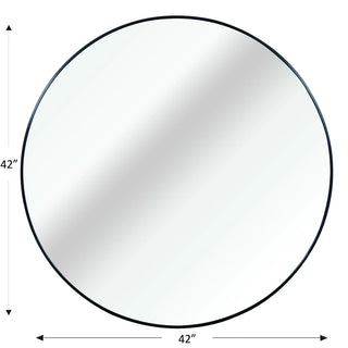 42 Inch Black Metal Framed Round Bathrrom Mirror for Wall.(W2203P156441) Dweva