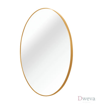 42 Inch Gold Metal Framed Round Bathrrom Mirror for Wall.(W2203P156444) Dweva