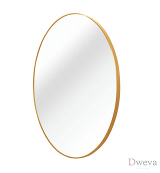 24 Inch Gold Metal Framed Round Bathrrom Mirror for Wall.(W2203P182026) Dweva
